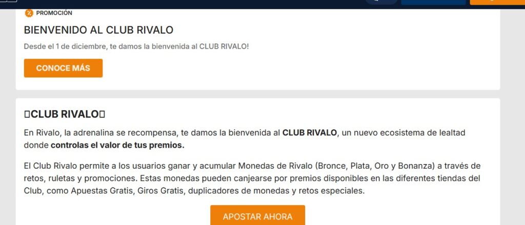 Información Club VIP Rivalo Colombia