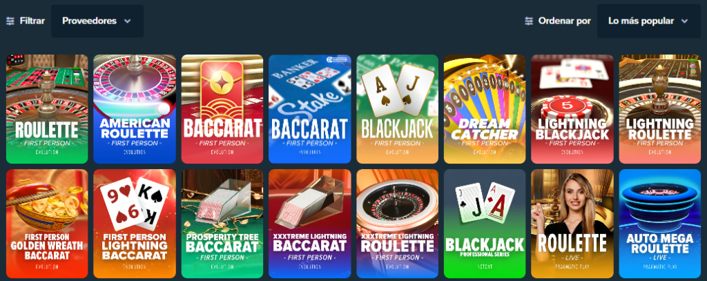 Juegos de mesa en Stake.co